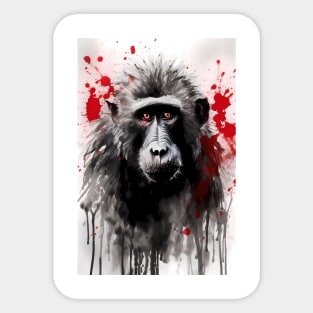 Baboon Ink Painting Sticker